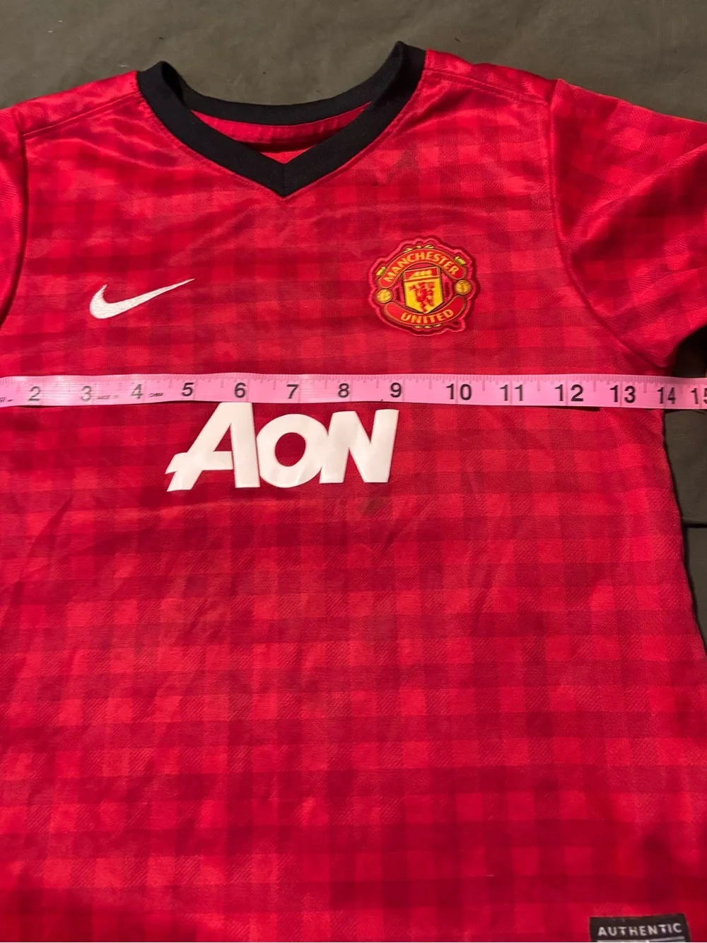 Nike Kids Red Manchester United Jersey with Black Trim